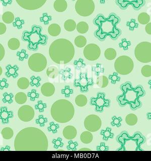Seamless Pattern Of Dots And Stylized Flowers Stock Vector