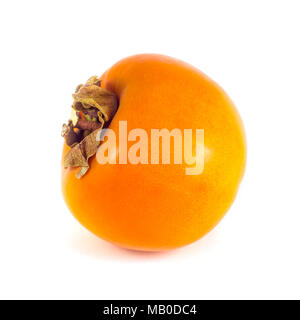 Two ripe persimmon fruits isolated on a white background. Stock Photo