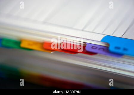 Selective focus alphabetical index address book Stock Photo