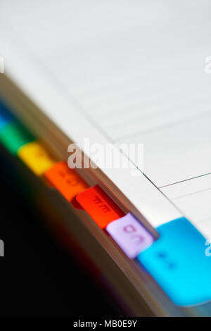Selective focus alphabetical index address book Stock Photo