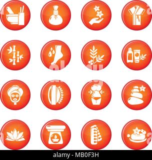 Spa salon icons set red square vector Stock Vector Image & Art - Alamy