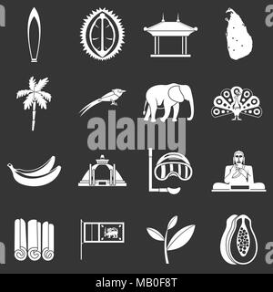 Sri Lanka travel icons set grey vector Stock Vector