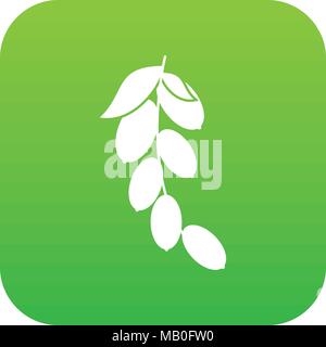 Branch of cornel or dogwood berries icon digital green Stock Vector