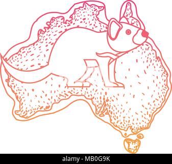 tasmanian devil australian continent map animal wildlife vector ...