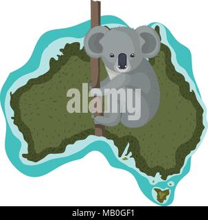 wild koala creature over australian map Stock Vector Image & Art - Alamy