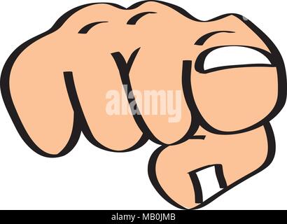 Big human hand with the index finger hand pointing at the viewer vector illustration isolated on white Stock Vector