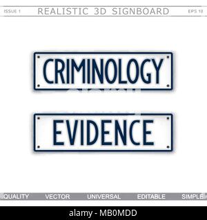 Signboard design. Criminology. Evidence. Car license plate stylized. Vector elements Stock Vector