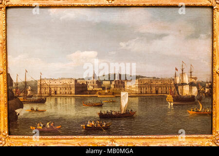 Painting titled A View of Greenwich from the River by Canaletto Stock Photo