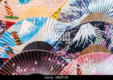 Japan, Hoshu, Tokyo, Asakusa, Nakamise Shopping Street, Souvenir Shop Display of Fans Stock Photo