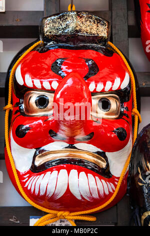 Japan, Hoshu, Tokyo, Asakusa, Nakamise Shopping Street, Souvenir Tengu Mask Stock Photo