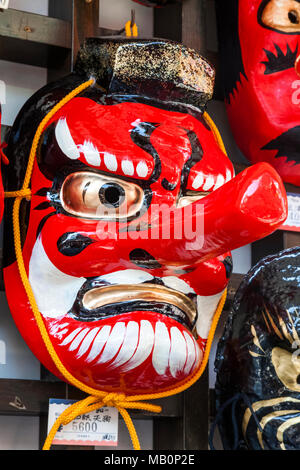 Japan, Hoshu, Tokyo, Asakusa, Nakamise Shopping Street, Souvenir Tengu Mask Stock Photo