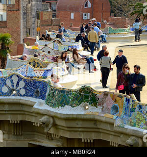 Gaudi's Parc Guell, Barcelona, Catalonia, Spain Stock Photo