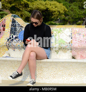 Gaudi's Parc Guell, Barcelona, Catalonia, Spain Stock Photo