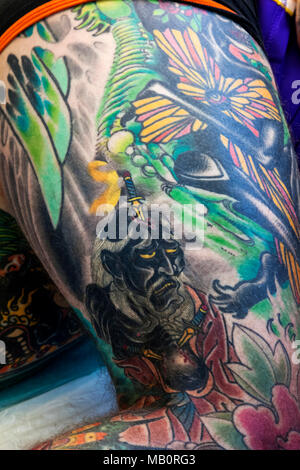 England, London, London Tattoo Convention, Tattoo Detail Stock Photo