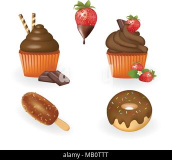 Chocolate candies set, vector Stock Vector