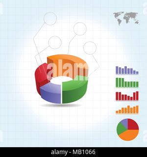 3D Pie Chart infographic four points Stock Vector
