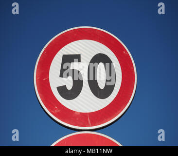 Regulatory signs, maximum speed limit 50 traffic sign Stock Photo