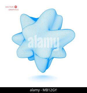 Deformed 3d sphere. Vector Illustration of Cyber or biological virus. Space sound waves. Stock Vector