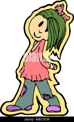 hippy girl cartoon character Stock Vector