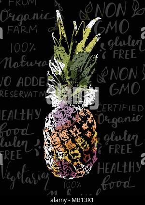 Vector Single Sketch Pineapple Stock Vector