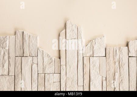 pattern of decorative white slate stone wall surface Stock Photo