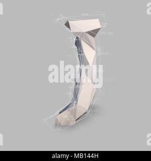 Capital latin letter J in low poly style. Stock Vector