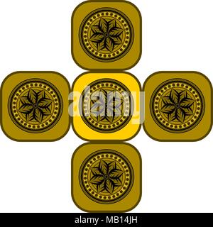 Ornamental geometric, medieval styled symbolic floral pattern Stock Vector