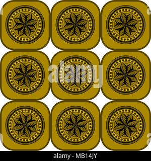 Ornamental geometric, medieval styled symbolic floral pattern Stock Vector