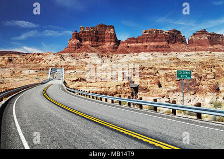 Bridge above Colorado River, 95 highway, Utah, USA Stock Photo