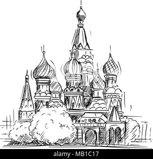 Cartoon Sketch of Saint Basil's Cathedral, Moscow, Russia Stock Vector