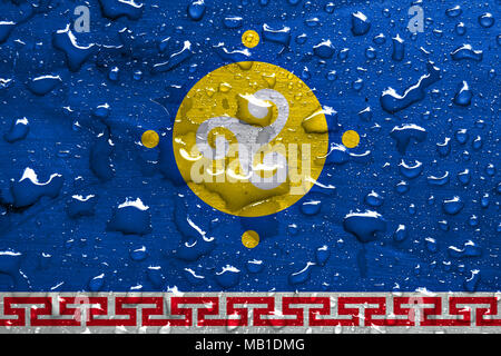 flag of Ust-Orda Buryat Okrug with rain drops Stock Photo