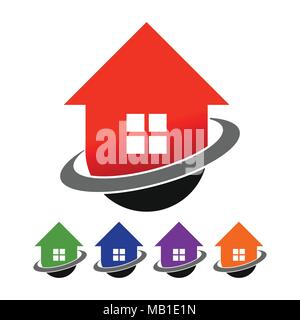 Global Real Estate House Logo Icon Template Symbol Vector Graphic Design Stock Vector