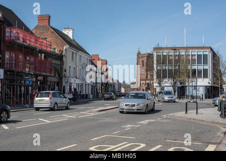 Newport in Telford a typical small rural Market town high streets in the UK, 6 miles north of Telford, population of 11,387 people. Stock Photo