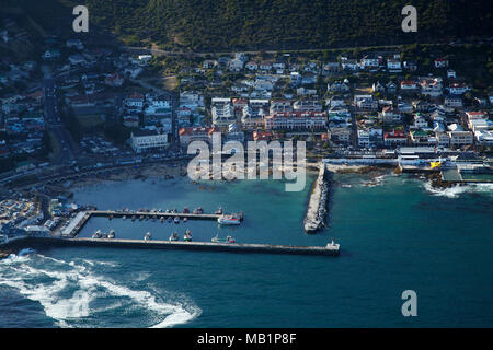 Kalk Bay, Cape Town, South Africa - aerial Stock Photo