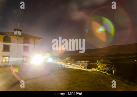 Rings by refraction of light in night landscape Stock Photo