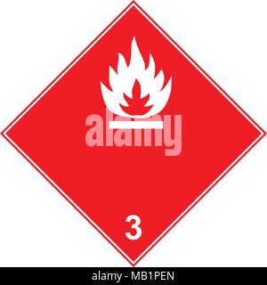 Flammable Liquid Class 3 Sign Stock Vector