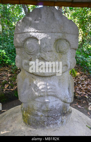 Ancient pre-columbian statues in San Agustin, Colombia. Archaeological Park, an altitude of 1800 meters at the source of the Magdalena River. Stock Photo