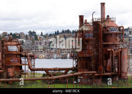 Gas Works Park in Seattle on the tip of Lake Union, Seattle, Washington. Stock Photo