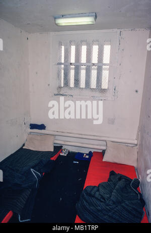 Cell of a prisoner on protest with all furniture removed The Maze Prison County Down Northern Ireland formely Long Kesh Detention Centre H blocks 1981 Stock Photo