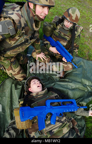 Aspirants military Physicians attend 'Ressac drill, Bron, France Stock Photo