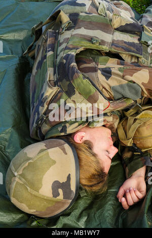 Aspirants military Physicians attend 'Ressac drill, Bron, France Stock Photo