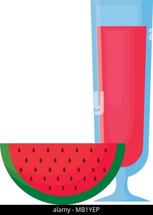 cocktail drink and watermelon slice over white background, colorful design. vector illustration Stock Vector