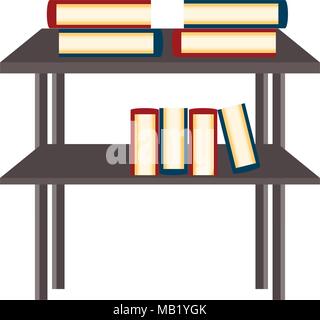 shelves with books over white background, colorful design. vector illustration Stock Vector