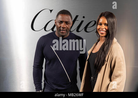 San Francisco, California, USA. 5th Apr, 2018. Actor IDRIS ELBA (L) and SABRINA DHOWRE arrive on the red carpet for the Santos de Cartier Watch Launch at Pier 48 on April 5, 2018 in San Francisco, California Credit: Greg Chow/ZUMA Wire/Alamy Live News Stock Photo