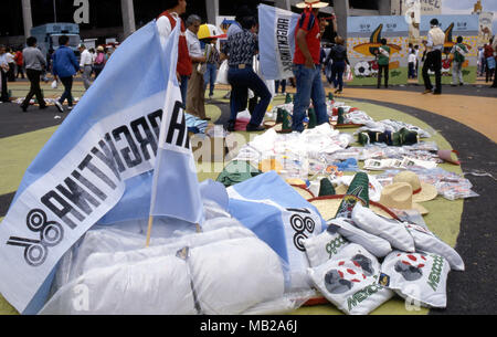 FIFA World Cup - Mexico 1986 22.6.1986, Estadio Azteca, Mexico, D.F. Quarter-final Argentina v England. Souvenirs for sale. Stock Photo