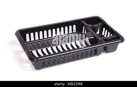 Dirty black dish rack isolated on white Stock Photo
