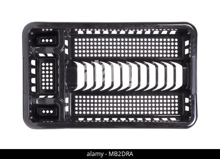 Dirty black dish rack isolated on white Stock Photo