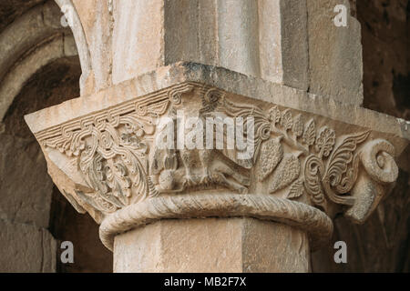 Kutaisi, Georgia. Bagrati Cathedral. Close Up Architectural Details Or Patterns Of Bas-reliefs On Old Walls Of Church. UNESCO World Heritage Site. Fam Stock Photo