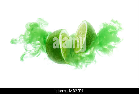 Lime on ink isolated over white background Stock Photo