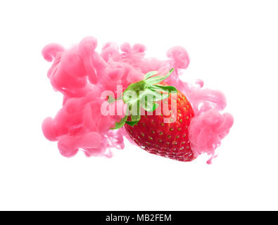 Strawberry on ink isolated over white background Stock Photo
